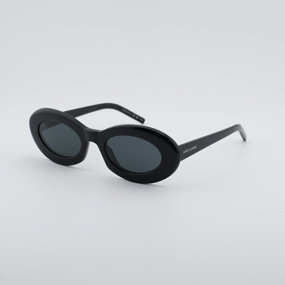 Saint Laurent SL 594 008 Sunglasses Black Oval Frame, Black  display picture 1